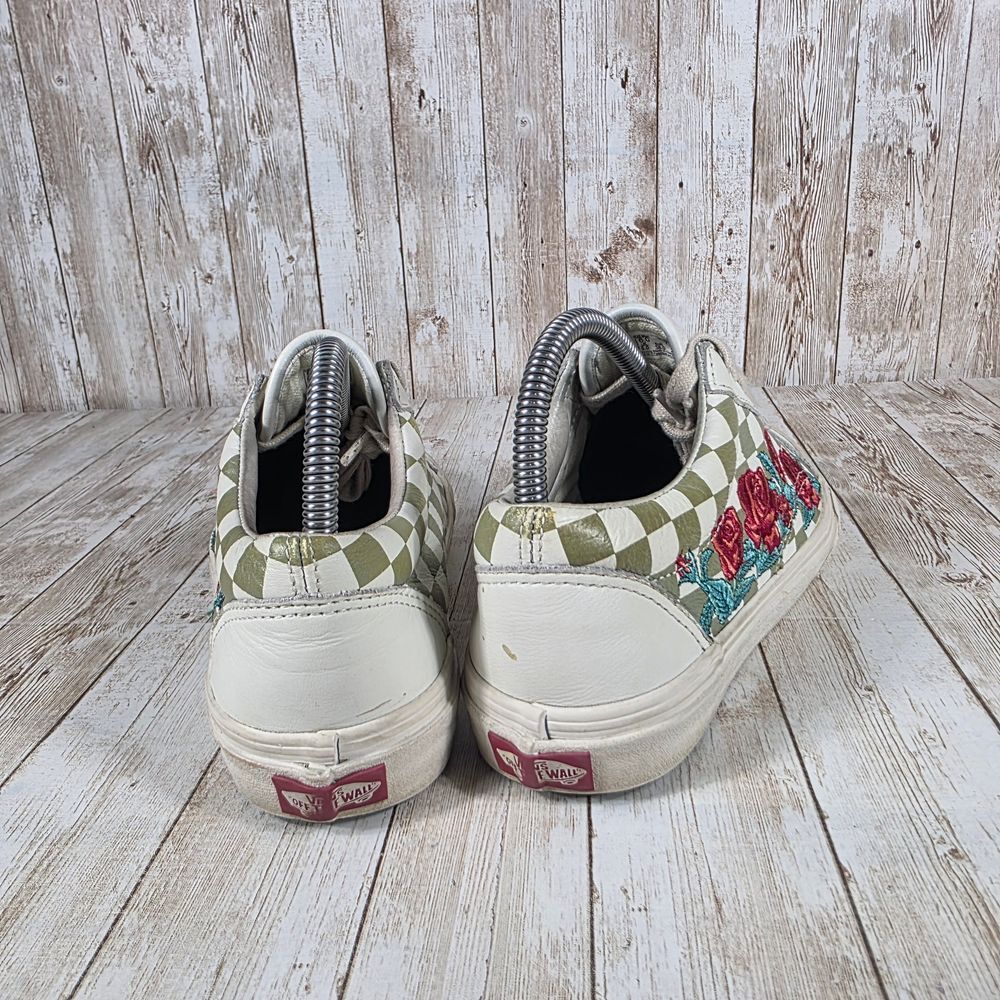 Vans Old Skool Rose Embroidery Checkered Skate Sneakers Shoes Women's‎ 7.5 - Picture 4 of 8